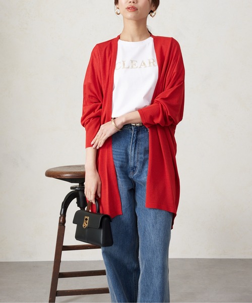 Chez toi（シェトワ）の「BACKギャザーミドル丈カーディガン（カーディガン/ボレロ・レディース・アイボリー/ブラック/ネイビー/レッド・FREE）」の7枚目の写真