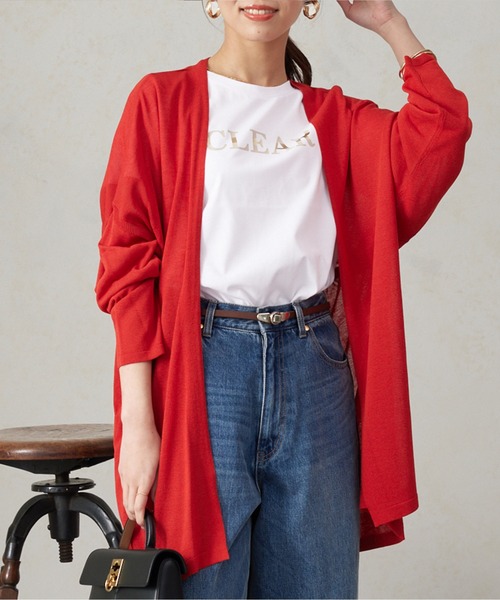 Chez toi（シェトワ）の「BACKギャザーミドル丈カーディガン（カーディガン/ボレロ・レディース・アイボリー/ブラック/ネイビー/レッド・FREE）」の5枚目の写真