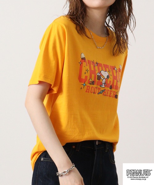 PEANUTS(ピーナッツ)の「PEANUTSプリント半袖Tシャツ(Tシャツ/カットソー・メンズ・ホワイト系/ライトオレンジ系/オフホワイト/グリーン/ネイビー/チャコール・M/L/LL)」の20枚目の写真