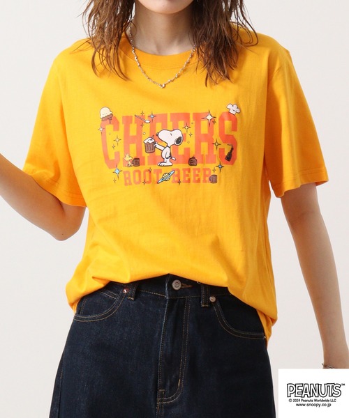 PEANUTS(ピーナッツ)の「PEANUTSプリント半袖Tシャツ(Tシャツ/カットソー・メンズ・ホワイト系/ライトオレンジ系/オフホワイト/グリーン/ネイビー/チャコール・M/L/LL)」の19枚目の写真