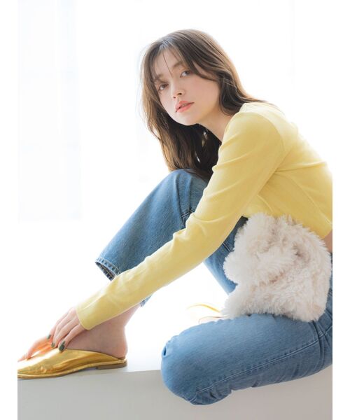 Ungrid（アングリッド）の「スクエアネックショートロングスリーブTee（Tシャツ/カットソー・レディース・パープル/グリーン系その他/ブラック・FREE）」の13枚目の写真