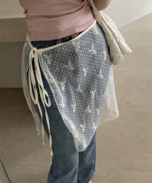 GEMEDA(ジェメダ)の「リボンドットチュールパレオ(スカート・レディース・ホワイト/ブラック・M)」の1枚目の写真