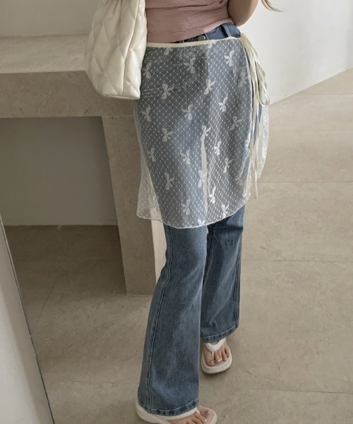 GEMEDA(ジェメダ)の「リボンドットチュールパレオ(スカート・レディース・ホワイト/ブラック・M)」の15枚目の写真