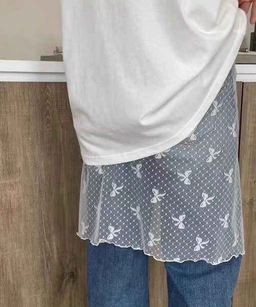 GEMEDA(ジェメダ)の「リボンドットチュールパレオ(スカート・レディース・ホワイト/ブラック・M)」の3枚目の写真