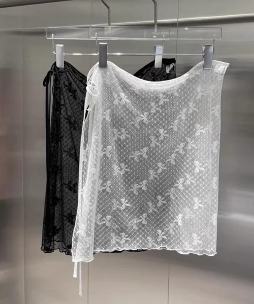 GEMEDA(ジェメダ)の「リボンドットチュールパレオ(スカート・レディース・ホワイト/ブラック・M)」の22枚目の写真