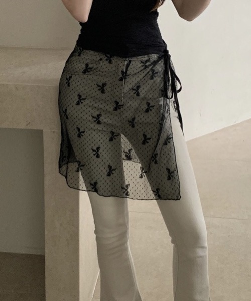 GEMEDA(ジェメダ)の「リボンドットチュールパレオ(スカート・レディース・ホワイト/ブラック・M)」の17枚目の写真