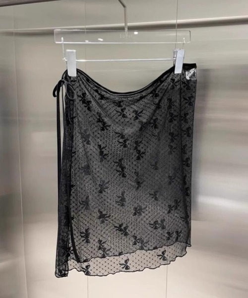 GEMEDA(ジェメダ)の「リボンドットチュールパレオ(スカート・レディース・ホワイト/ブラック・M)」の18枚目の写真