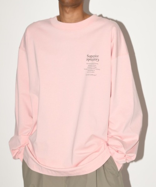 SUPERTHANKS(スーパーサンクス)の「バックフラワープリント オーバーサイズ ロングTシャツ /"Flower" L/S T-shirt(ユニセックス)(Tシャツ/カットソー・メンズ・ホワイト/ベビーピンク/ブラック/グリーン系その他・L/M/S)」の20枚目の写真