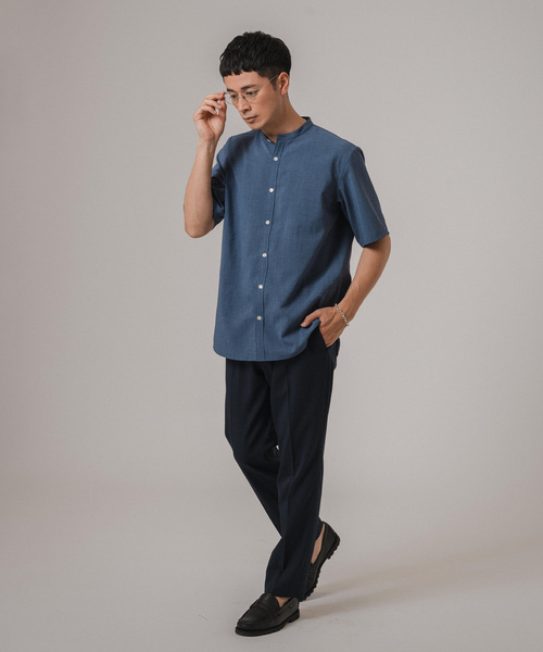 EDIFICE（エディフィス）の「EVALET ストレッチ バンドカラーシャツ（シャツ/ブラウス・メンズ・ブラウン/ホワイト/ネイビー/ブルー系その他・LARGE/MEDIUM/SMALL）」の10枚目の写真