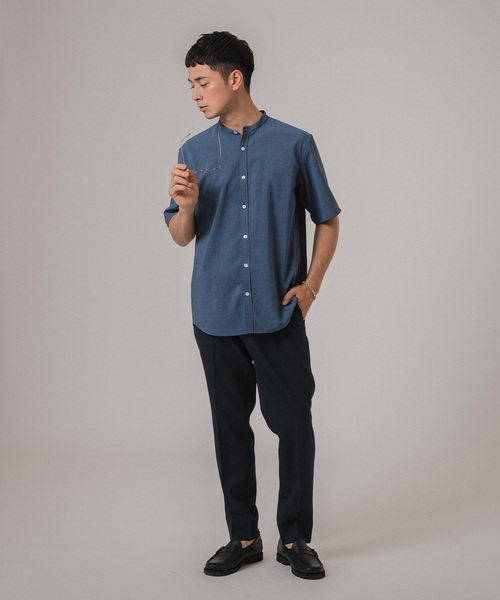 EDIFICE（エディフィス）の「EVALET ストレッチ バンドカラーシャツ（シャツ/ブラウス・メンズ・ブラウン/ホワイト/ネイビー/ブルー系その他・LARGE/MEDIUM/SMALL）」の11枚目の写真