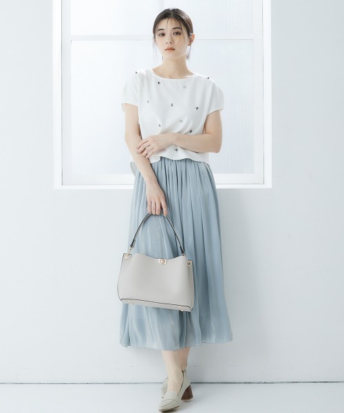12Twelve Agenda(トゥエルブ アジェンダ)の「ビジュークロップド袖タックカットソープルオーバー(Tシャツ/カットソー・レディース・チャコールグレー/ネイビー/オフホワイト・M)」の12枚目の写真