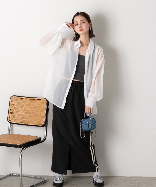 ad thie（アドティエ）の「カラバリ豊富  オーバーシルエットシアーシャツ（シャツ/ブラウス・レディース・オレンジ/ライトグレー/ピンク/オフホワイト/ブラック/ライトブルー・FREE）」の15枚目の写真