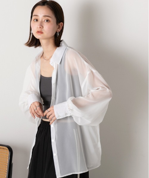 ad thie（アドティエ）の「カラバリ豊富  オーバーシルエットシアーシャツ（シャツ/ブラウス・レディース・オレンジ/ライトグレー/ピンク/オフホワイト/ブラック/ライトブルー・FREE）」の13枚目の写真