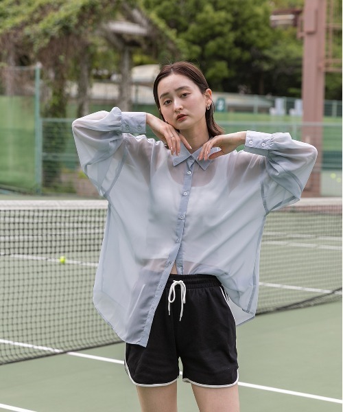 ad thie（アドティエ）の「カラバリ豊富  オーバーシルエットシアーシャツ（シャツ/ブラウス・レディース・オレンジ/ライトグレー/ピンク/オフホワイト/ブラック/ライトブルー・FREE）」の22枚目の写真