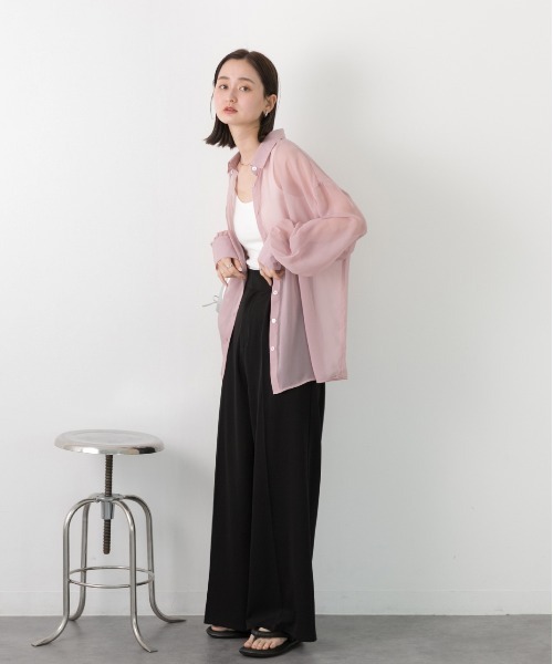 ad thie（アドティエ）の「カラバリ豊富  オーバーシルエットシアーシャツ（シャツ/ブラウス・レディース・オレンジ/ライトグレー/ピンク/オフホワイト/ブラック/ライトブルー・FREE）」の18枚目の写真