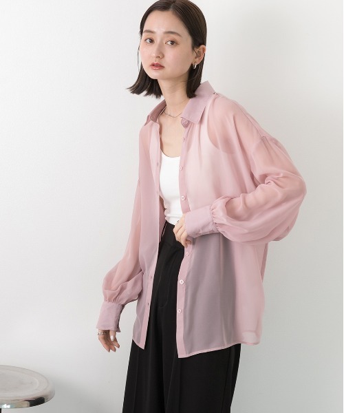 ad thie（アドティエ）の「カラバリ豊富  オーバーシルエットシアーシャツ（シャツ/ブラウス・レディース・オレンジ/ライトグレー/ピンク/オフホワイト/ブラック/ライトブルー・FREE）」の16枚目の写真