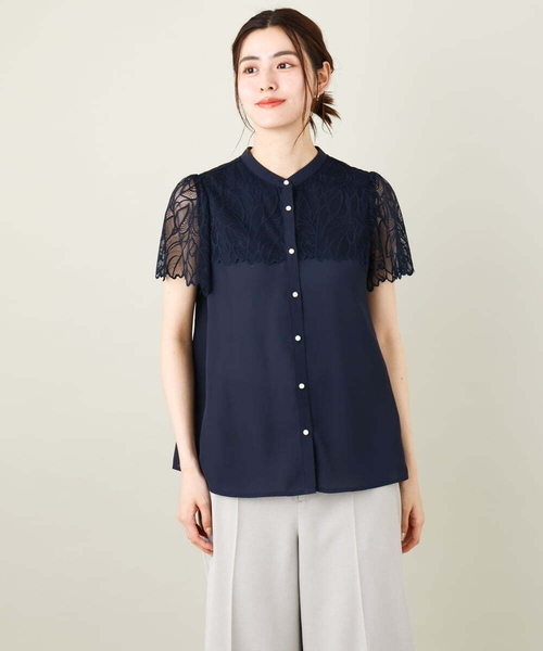 a.v.v（アーヴェヴェ）の「レースヨークブラウス（シャツ/ブラウス・レディース・ネイビー/ブルー/アイボリー/ライラック・34/36/38/40/42）」の20枚目の写真
