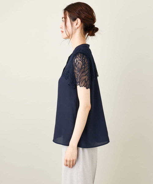 a.v.v（アーヴェヴェ）の「レースヨークブラウス（シャツ/ブラウス・レディース・ネイビー/ブルー/アイボリー/ライラック・34/36/38/40/42）」の21枚目の写真