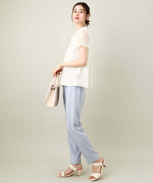 a.v.v（アーヴェヴェ）の「レースヨークブラウス（シャツ/ブラウス・レディース・ネイビー/ブルー/アイボリー/ライラック・34/36/38/40/42）」の12枚目の写真