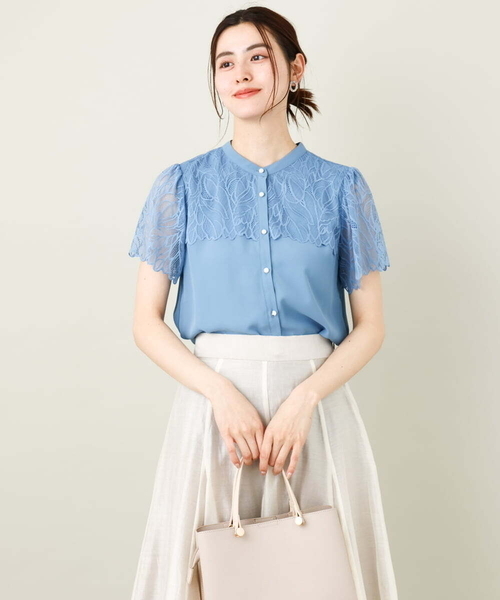 a.v.v（アーヴェヴェ）の「レースヨークブラウス（シャツ/ブラウス・レディース・ネイビー/ブルー/アイボリー/ライラック・34/36/38/40/42）」の13枚目の写真