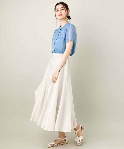 a.v.v（アーヴェヴェ）の「レースヨークブラウス（シャツ/ブラウス・レディース・ネイビー/ブルー/アイボリー/ライラック・34/36/38/40/42）」の14枚目の写真