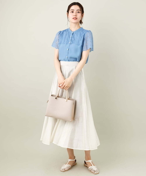 a.v.v（アーヴェヴェ）の「レースヨークブラウス（シャツ/ブラウス・レディース・ネイビー/ブルー/アイボリー/ライラック・34/36/38/40/42）」の15枚目の写真