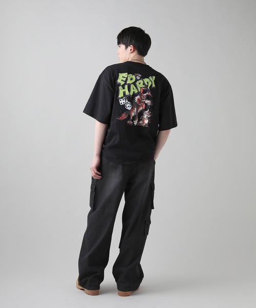 Ed Hardy(エドハーディー)の「Buyer's Select/ED HARDYアートバックプリントウルフプリント半袖Tシャツ(Tシャツ/カットソー・メンズ・ブラック/ホワイト/ライム・M/L)」の20枚目の写真
