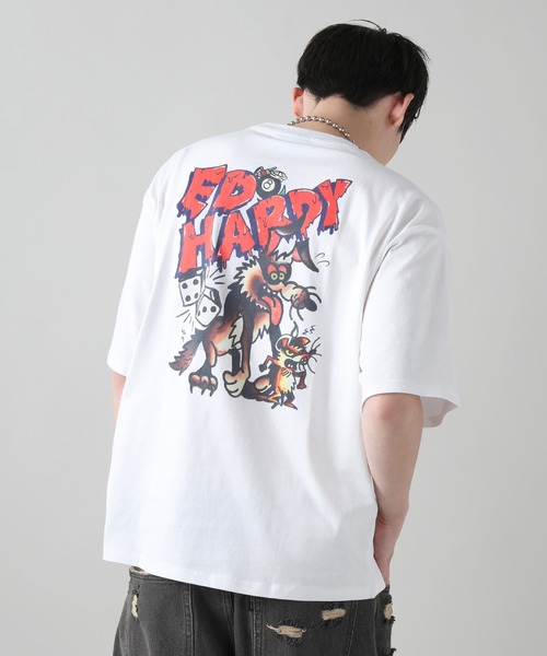 Ed Hardy(エドハーディー)の「Buyer's Select/ED HARDYアートバックプリントウルフプリント半袖Tシャツ(Tシャツ/カットソー・メンズ・ブラック/ホワイト/ライム・M/L)」の7枚目の写真
