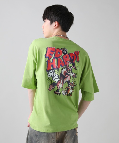 Ed Hardy(エドハーディー)の「Buyer's Select/ED HARDYアートバックプリントウルフプリント半袖Tシャツ(Tシャツ/カットソー・メンズ・ブラック/ホワイト/ライム・M/L)」の16枚目の写真