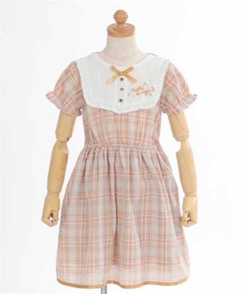 axes femme(アクシーズファム)の「ロゴ刺繍サマーチェックワンピース(ワンピース・キッズ・ブルー/ベージュ・MEDIUM/LARGE/X-LARGE)」の7枚目の写真