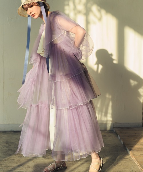 ORIENT MILLINERY ラナン　チュールドレス　ワンピース　ブラック ORIENT MILLINERY ワンピース RANUN「ラナン」チュールドレス