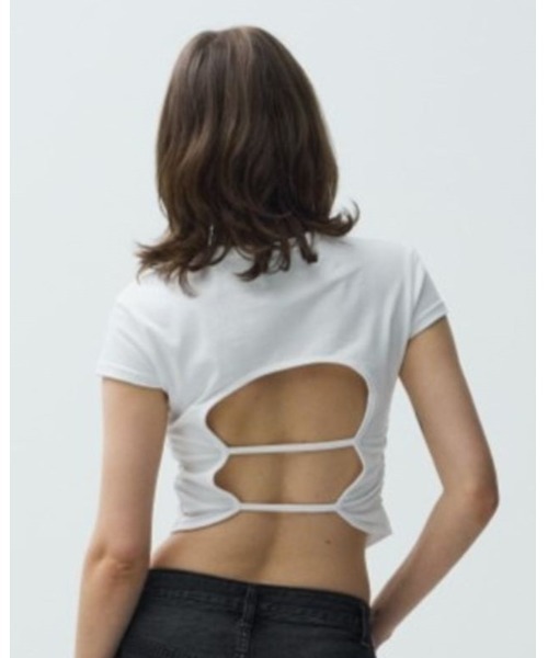 Midnight Move（ミッドナイトムーブ）の「Midnight Move／バックスリットT（カップ付き）（Tシャツ/カットソー・レディース・ブラック/ホワイト・FREE）」の2枚目の写真