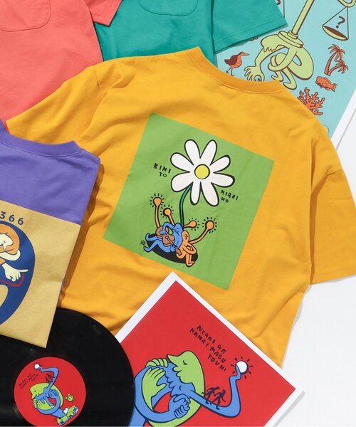 BREEZE(ブリーズ)の「【20周年】HY×BREEZE レコードイラストTシャツ大人(Tシャツ/カットソー・メンズ・サックスブルー/エメラルド/ブラック/オフホワイト/オレンジ/イエロー/パープル・MEDIUM/LARGE)」の7枚目の写真