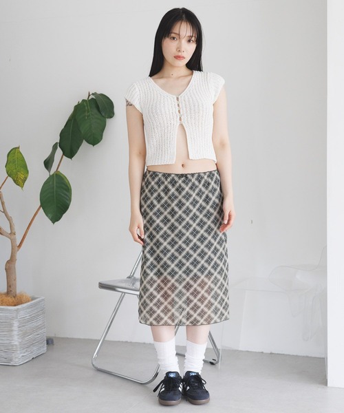 3.3 Field Trip （3.3フィールドトリップ）の「3.3 Field Trip／シアーチェックスカート（スカート・レディース・ブラウン/グレー・FREE）」の3枚目の写真