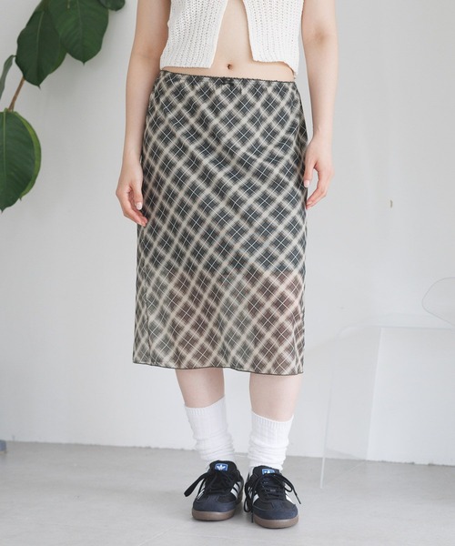 3.3 Field Trip （3.3フィールドトリップ）の「3.3 Field Trip／シアーチェックスカート（スカート・レディース・ブラウン/グレー・FREE）」の7枚目の写真
