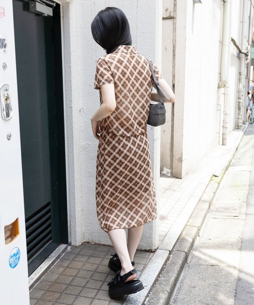 3.3 Field Trip （3.3フィールドトリップ）の「3.3 Field Trip／シアーチェックスカート（スカート・レディース・ブラウン/グレー・FREE）」の19枚目の写真