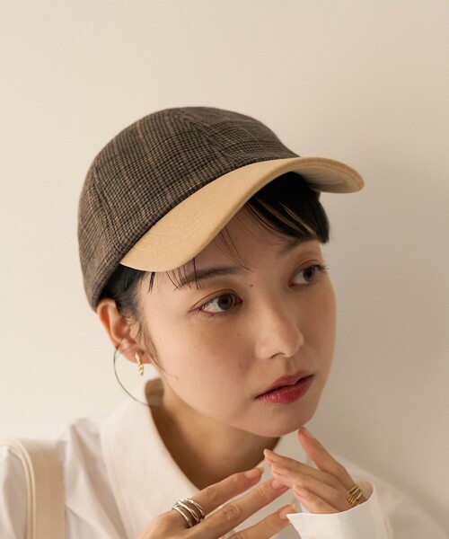 FREAK'S STORE(フリークスストア)の「チェックメルトンキャップ(キャップ・レディース・ベージュ/グレー・ONE SIZE)」の4枚目の写真