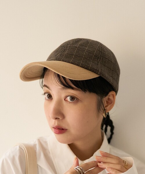 FREAK'S STORE(フリークスストア)の「チェックメルトンキャップ(キャップ・レディース・ベージュ/グレー・ONE SIZE)」の5枚目の写真