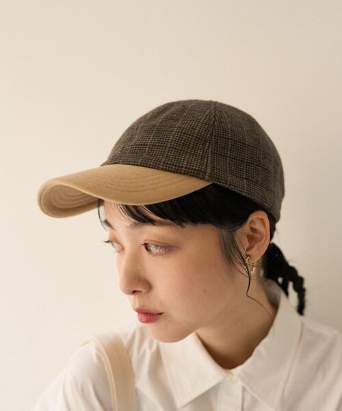 FREAK'S STORE(フリークスストア)の「チェックメルトンキャップ(キャップ・レディース・ベージュ/グレー・ONE SIZE)」の6枚目の写真