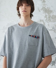 DIESEL :: ディーゼル Tシャツ t-HOXT T-HOXT Denim-look T-shirt with released hems｜ブルー｜メンズ
