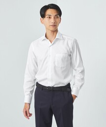 green label relaxing | コットン シャドーストライプ クレリック ショートワイド ドレスシャツ -イージーアイロン-(ビジネスシャツ)