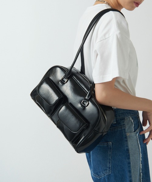 セール】【SETUP7】マルチポケットスクエアレザーショルダー