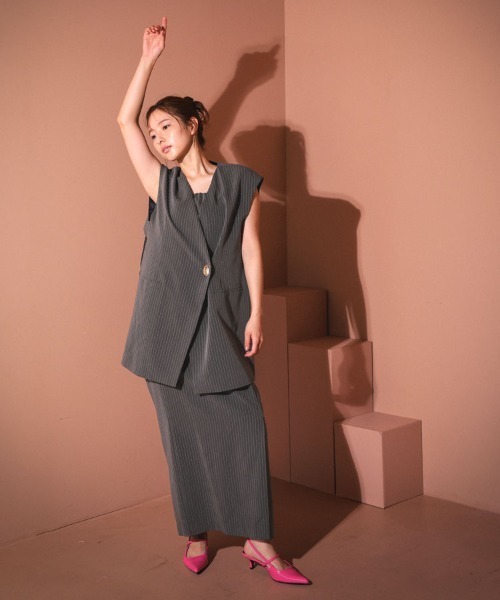 スーツ・フォーマル・ドレス ANDRESD back sheer gilet setup dress back sheer gilet setup dress | ANDRESD