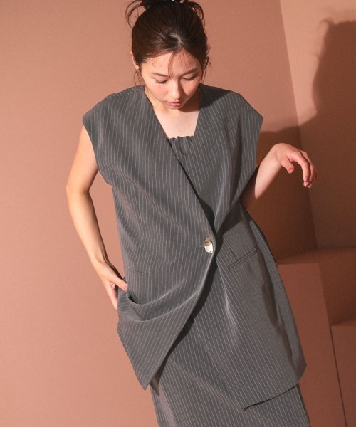 セール】【ANDRESD】back sheer gilet setup dress 2点セット 結婚式