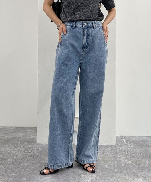 fredy emue（フレディエミュ）の「サイド切替デニムパンツ（デニムパンツ・レディース・ブルー/サックスブルー・38/36）」の2枚目の写真