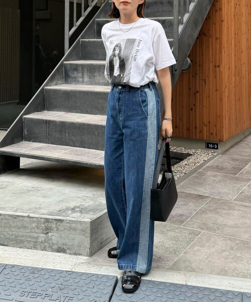 fredy emue（フレディエミュ）の「サイド切替デニムパンツ（デニムパンツ・レディース・ブルー/サックスブルー・38/36）」の4枚目の写真