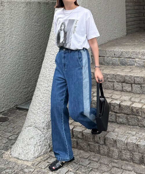 fredy emue（フレディエミュ）の「サイド切替デニムパンツ（デニムパンツ・レディース・ブルー/サックスブルー・38/36）」の5枚目の写真