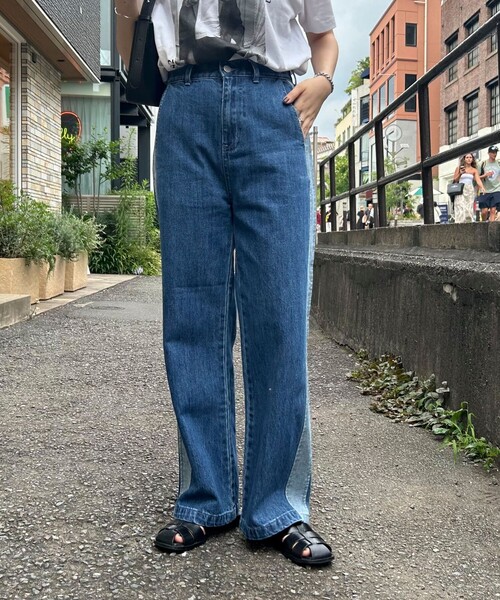 fredy emue（フレディエミュ）の「サイド切替デニムパンツ（デニムパンツ・レディース・ブルー/サックスブルー・38/36）」の10枚目の写真