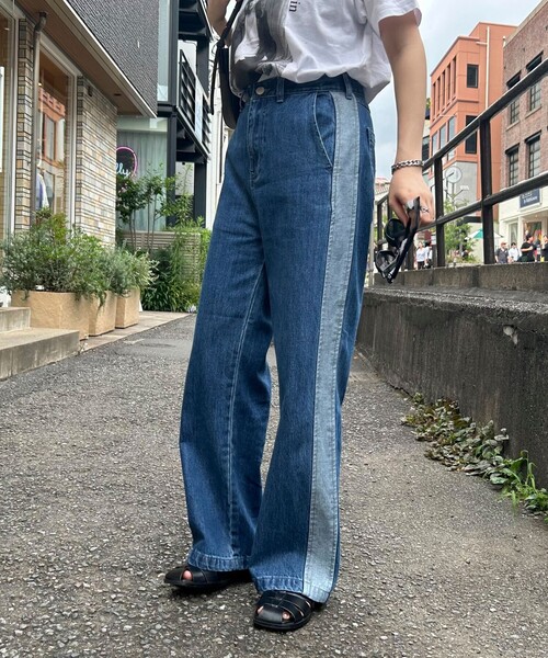fredy emue（フレディエミュ）の「サイド切替デニムパンツ（デニムパンツ・レディース・ブルー/サックスブルー・38/36）」の11枚目の写真