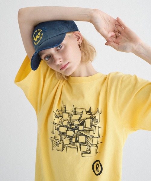 WISH FOR EVER(ウィッシュフォーエバー)の「DRAWCODE ART GRAPHIC T/ドローコードアートグラフィックT(Tシャツ/カットソー・メンズ・イエロー/ブラック/グレー・MEDIUM/LARGE)」の3枚目の写真